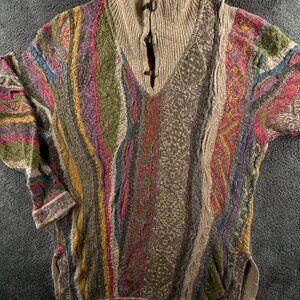 COOGI Classic Authentic Women Sweater Knit Linen Cotton Medium Colorful Multi